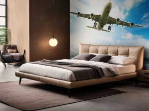 Best Passagiersvliegtuig boven een tropische zee fotobehang Tienerkamer | Transport