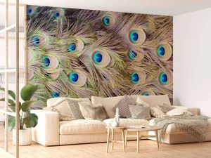 Sale Pauw veren met ogen fotobehang Dieren