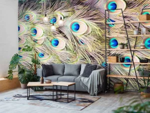 Sale Pauw veren met ogen fotobehang Dieren