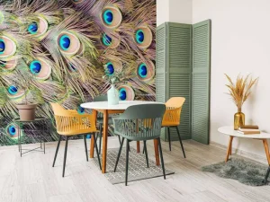 Sale Pauw veren met ogen fotobehang Dieren