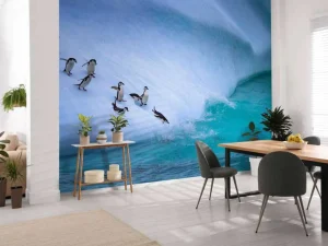 Hot Pinguïns glijden van een helling af fotobehang Dieren