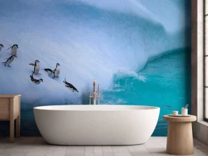 Hot Pinguïns glijden van een helling af fotobehang Dieren