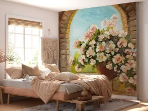 Fashion Pot bloemen op een vensterbank fotobehang Kunst & Design | Bloemen