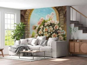 Fashion Pot bloemen op een vensterbank fotobehang Kunst & Design | Bloemen