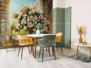 Fashion Pot bloemen op een vensterbank fotobehang Kunst & Design | Bloemen