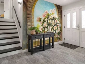Fashion Pot bloemen op een vensterbank fotobehang Kunst & Design | Bloemen