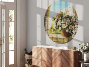 Fashion Pot bloemen op een vensterbank fotobehang Kunst & Design | Bloemen