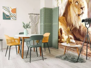 Online Prachtige Afrikaanse leeuw in de zon fotobehang Tienerkamer | Hobbykamer