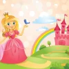 Sale Prinses bij een sprookjeskasteel fotobehang Kinderkamer