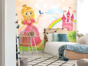 Sale Prinses bij een sprookjeskasteel fotobehang Kinderkamer