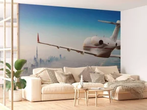 Hot Privéjet boven Dubai fotobehang Steden | Architectuur