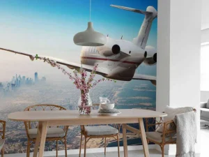 Hot Privéjet boven Dubai fotobehang Steden | Architectuur