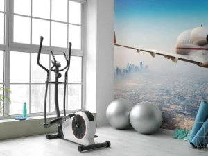 Hot Privéjet boven Dubai fotobehang Steden | Architectuur