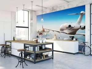 Hot Privéjet boven Dubai fotobehang Steden | Architectuur