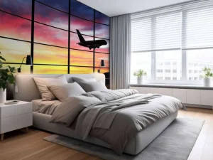 Clearance Raam bij een vliegveld fotobehang 3d