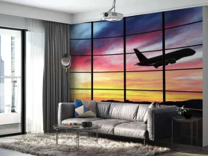 Clearance Raam bij een vliegveld fotobehang 3d