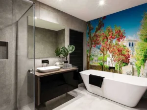 Online Ravello Village op een zonnige dag fotobehang Bloemen | Architectuur