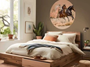 Online Rennende paarden in de woestijn fotobehang Tienerkamer | Kinderkamer