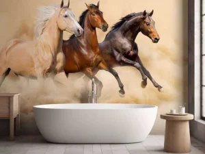 Online Rennende paarden in de woestijn fotobehang Tienerkamer | Kinderkamer