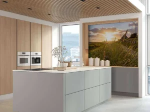 New Riet bij zonsondergang fotobehang Bloemen