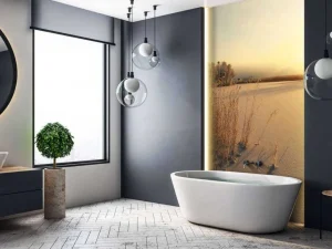 New Riet op het strand bij zonsondergang fotobehang Bloemen