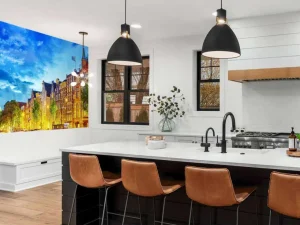 Best Rivier de Amstel in de avond fotobehang Steden | Architectuur