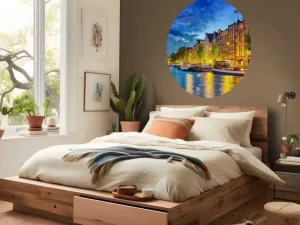 Best Rivier de Amstel in de avond fotobehang Steden | Architectuur
