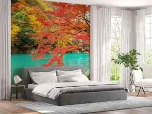 Best Rivier in Arashiyama in het herfstseizoen fotobehang Bloemen