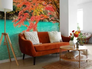 Best Rivier in Arashiyama in het herfstseizoen fotobehang Bloemen