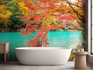 Best Rivier in Arashiyama in het herfstseizoen fotobehang Bloemen