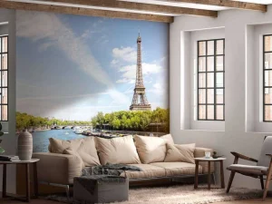 New Rivier langs de Eiffeltoren fotobehang Architectuur