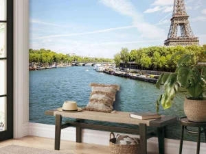 New Rivier langs de Eiffeltoren fotobehang Architectuur
