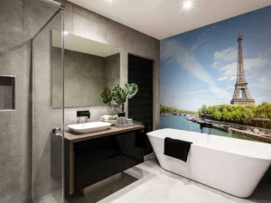 New Rivier langs de Eiffeltoren fotobehang Architectuur