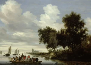 Best Rivierlandschap met een veerboot fotobehang Kunst & Design