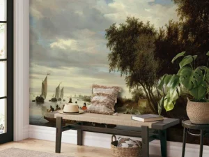 Best Rivierlandschap met een veerboot fotobehang Kunst & Design