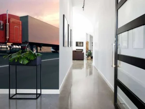 Outlet Rode Amerikaanse vrachtwagen bij zonsondergang fotobehang Tienerkamer | Kinderkamer