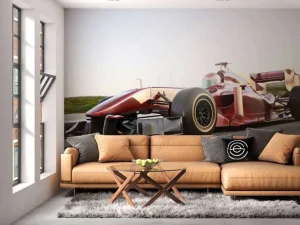 Fashion Rode Formule 1-auto fotobehang Kinderkamer | Transport