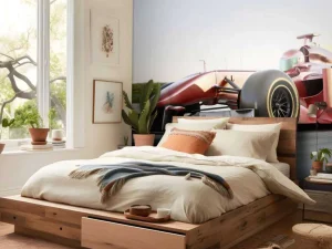 Fashion Rode Formule 1-auto fotobehang Kinderkamer | Transport