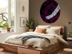 Discount Rode rozen met een diamanten ketting erop fotobehang Tienerkamer | Bloemen