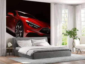 Hot Rode sportauto in een donkere ruimte fotobehang Tienerkamer | Transport
