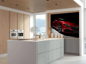 Hot Rode sportauto in een donkere ruimte fotobehang Tienerkamer | Transport