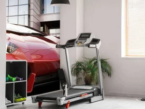 New Rode sportwagen in een moderne stedelijke omgeving fotobehang Transport | 3d