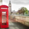 Clearance Rode telefoon cabine met de Big Ben op de achtergrond fotobehang Architectuur