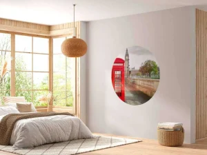 Clearance Rode telefoon cabine met de Big Ben op de achtergrond fotobehang Architectuur