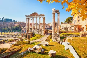 Online Romeinse ruïnes in Rome fotobehang Architectuur