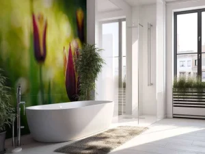 Outlet Rood-gele tulpen close-up fotobehang Bloemen