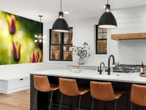 Outlet Rood-gele tulpen close-up fotobehang Bloemen