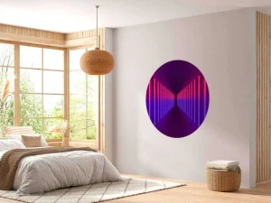 Hot Rood-paarse neon verlichte gang fotobehang Computerkamer | 3d