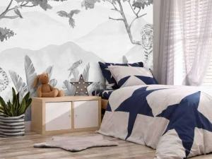 Outlet Roofdieren in de jungle grijs Kinderkamer