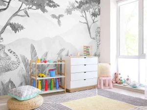 Outlet Roofdieren in de jungle grijs Kinderkamer